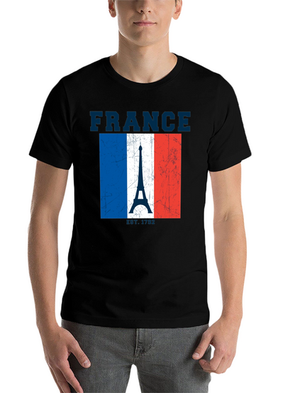 France Flag Eiffel Tower Graphic T-Shirt