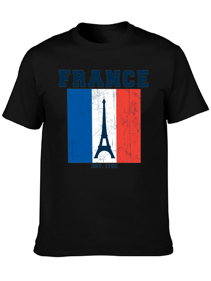 France Flag Eiffel Tower Graphic T-Shirt