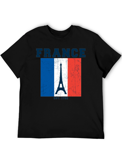 France Flag Eiffel Tower Graphic T-Shirt