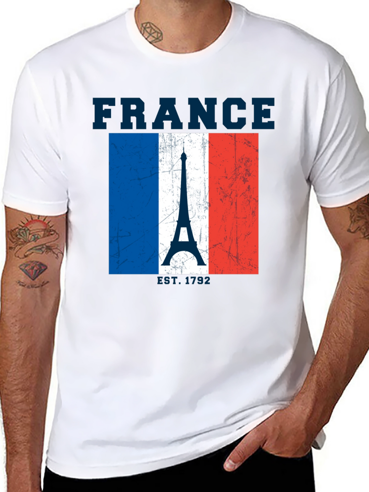 France Flag Eiffel Tower Graphic T-Shirt