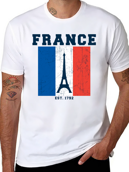 France Flag Eiffel Tower Graphic T-Shirt