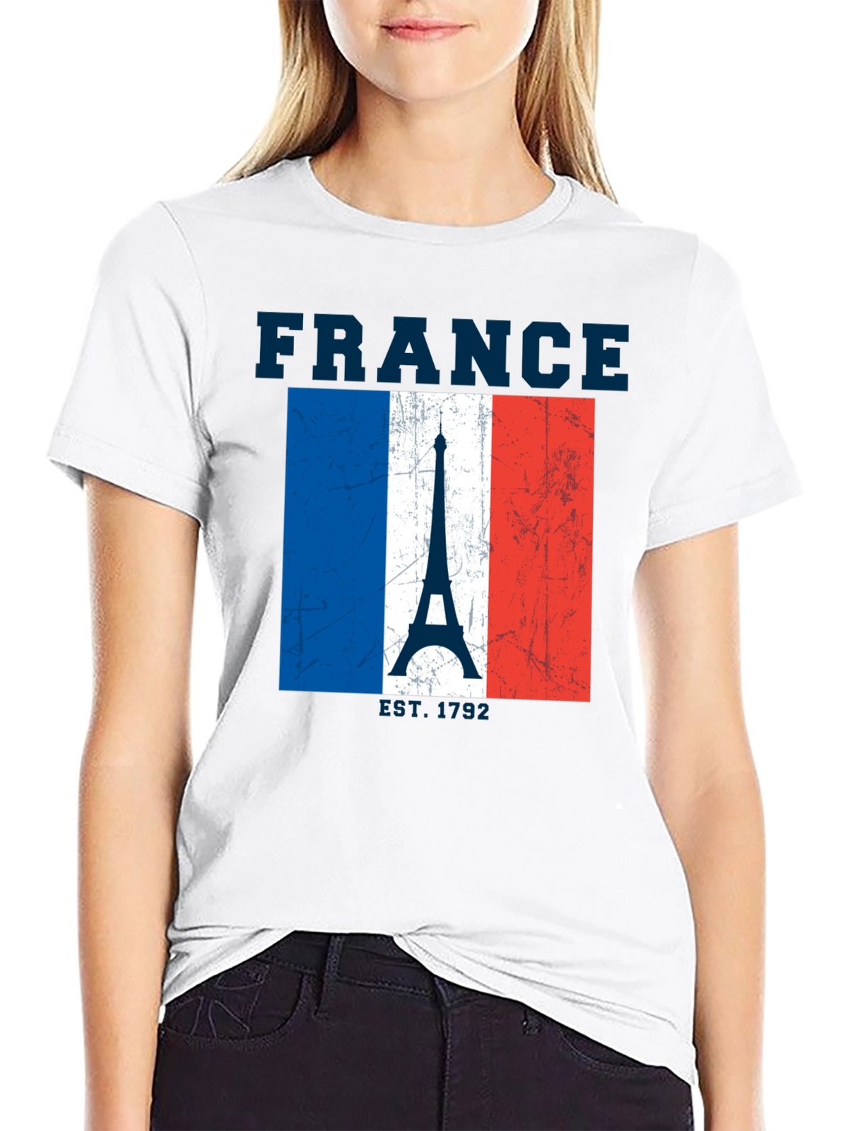 France Flag Eiffel Tower Graphic T-Shirt