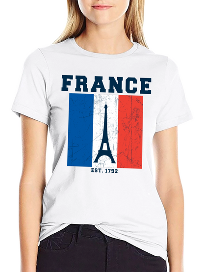 France Flag Eiffel Tower Graphic T-Shirt