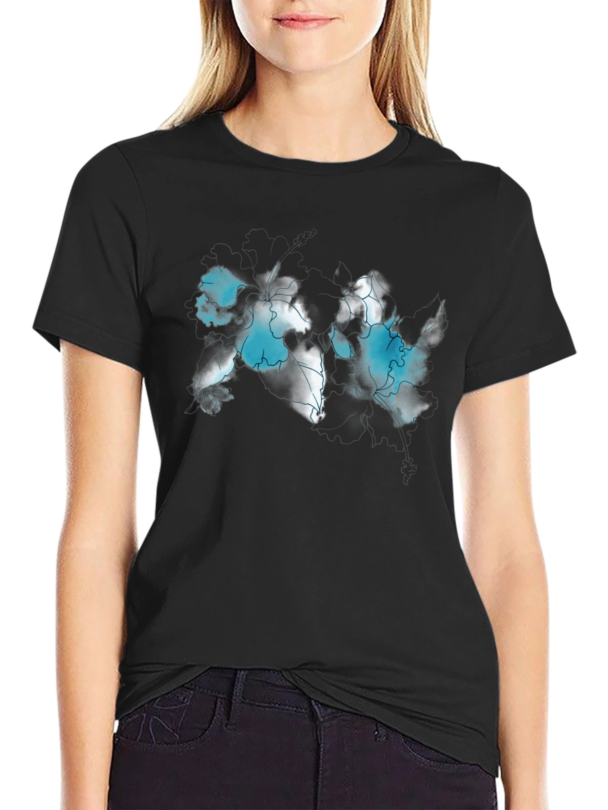 Abstract World Map Black T-Shirt