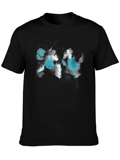 Abstract World Map Black T-Shirt