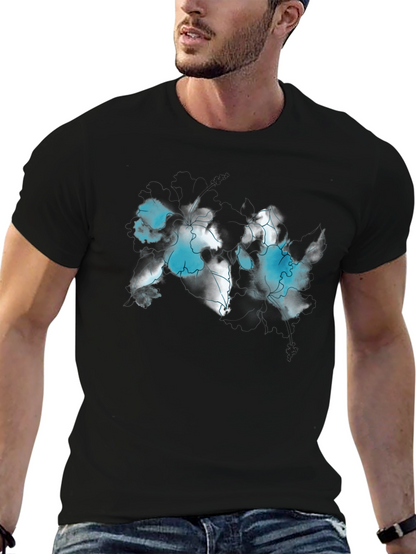 Abstract World Map Black T-Shirt