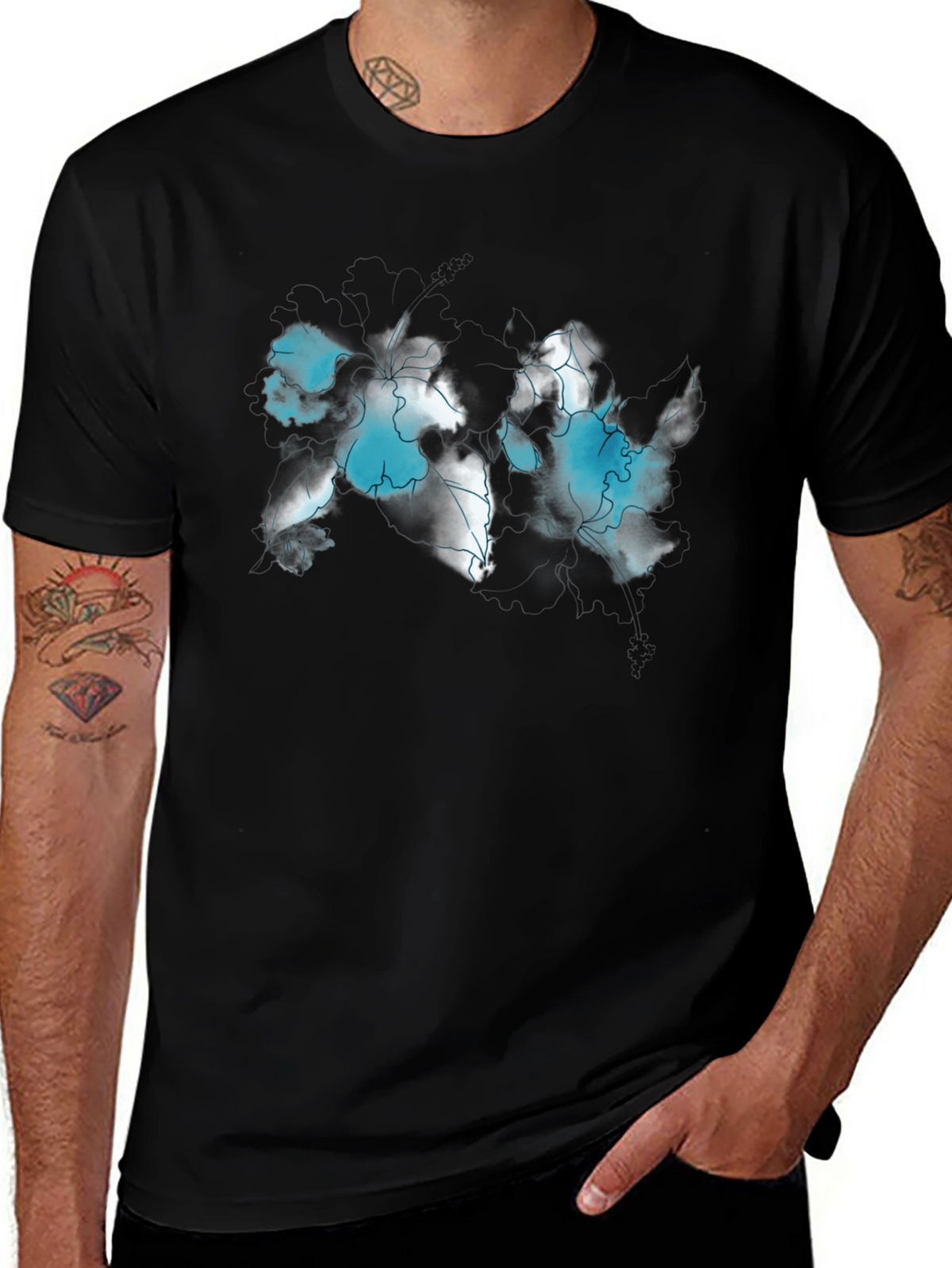 Abstract World Map Black T-Shirt