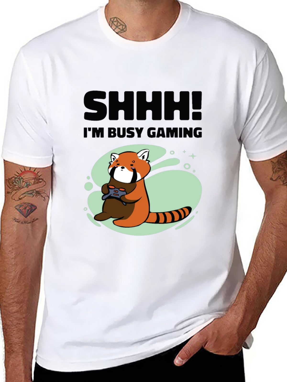 Gamer Red Panda Graphic T-Shirt