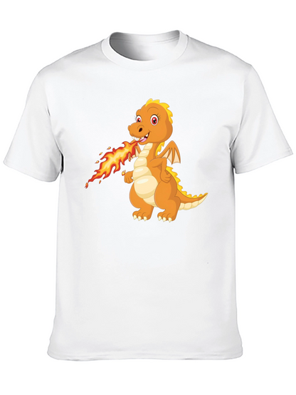 Dragon Fire T-Shirt - Black Cartoon Graphic