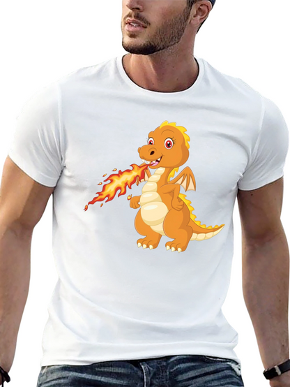 Dragon Fire T-Shirt - Black Cartoon Graphic
