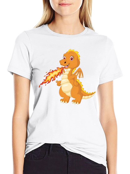 Dragon Fire T-Shirt - Black Cartoon Graphic