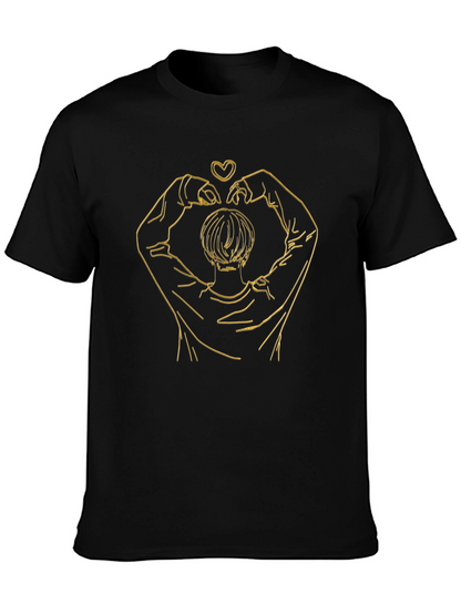 Heart Hands Graphic Tee - Stylish Black T-Shirt