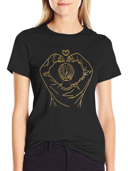 Heart Hands Graphic Tee - Stylish Black T-Shirt