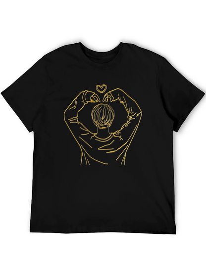Heart Hands Graphic Tee - Stylish Black T-Shirt