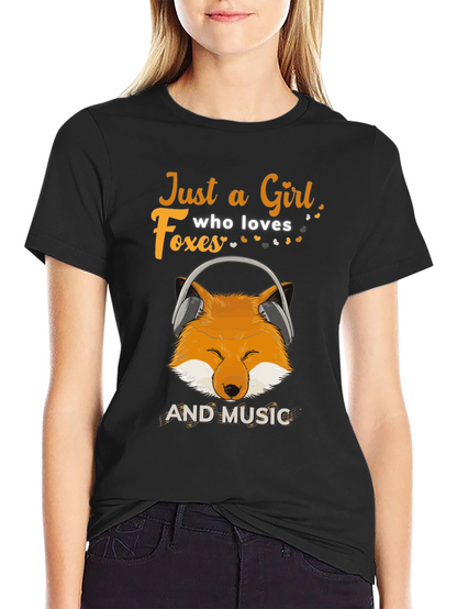 Just a Girl Who Loves Foxes & Music T-Shirt