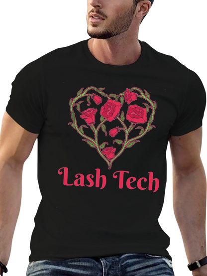 Lash Tech Rose Heart Graphic T-Shirt