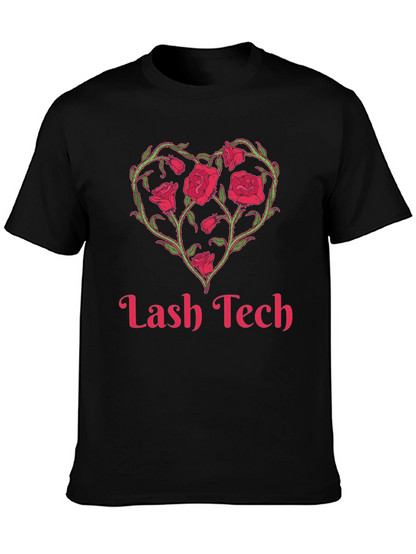Lash Tech Rose Heart Graphic T-Shirt