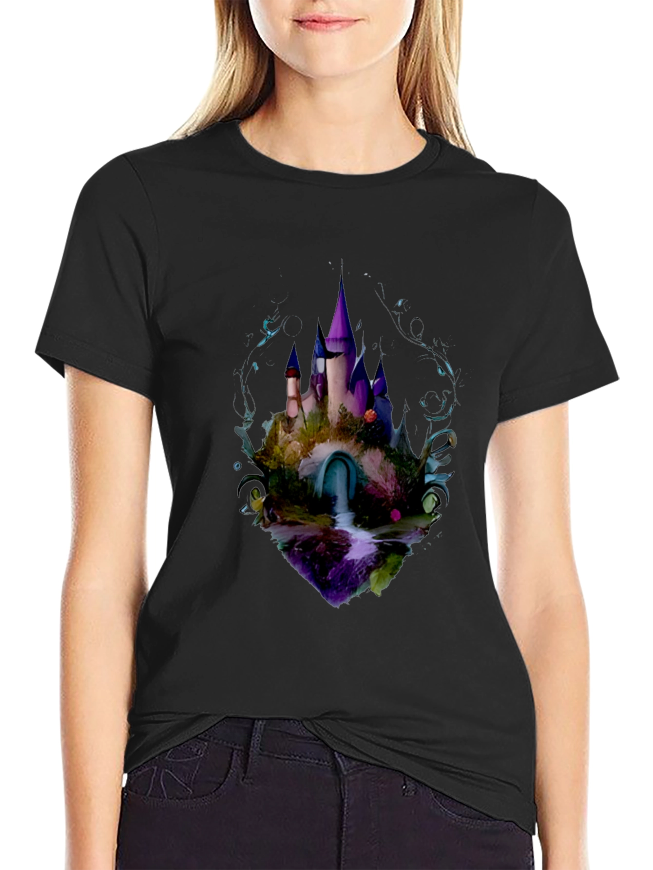 Enchanted Castle Graphic Tee - Black
