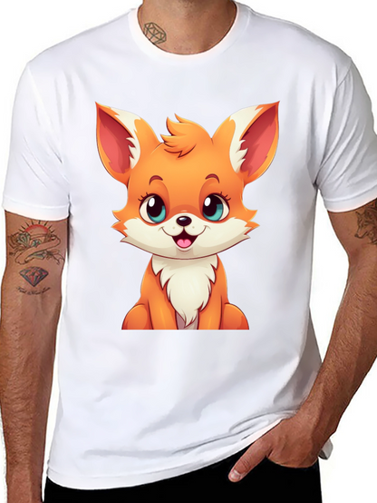 Cute Cartoon Fox Graphic Tee - Black T-Shirt