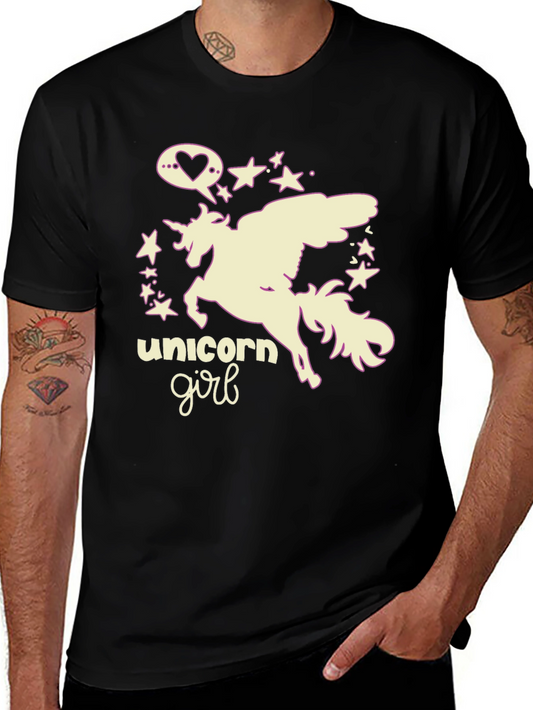 Unicorn Girl Black Graphic Tee