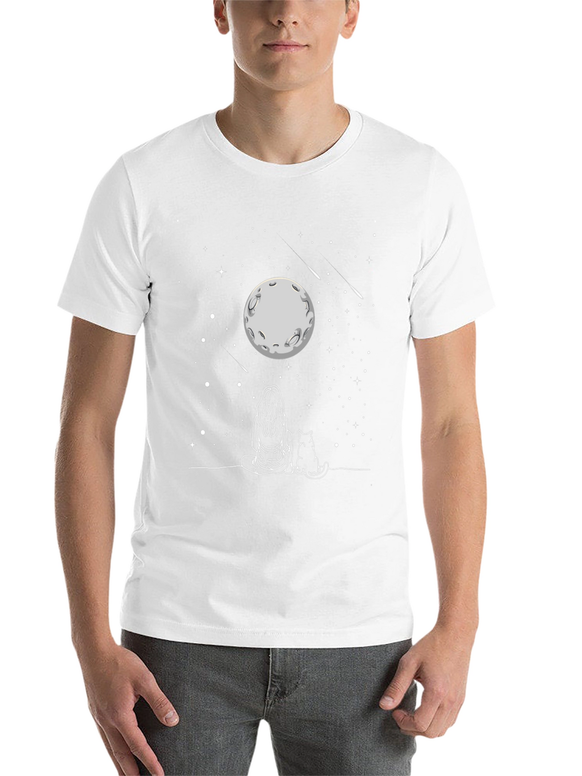 Moon Gazing Cat T-Shirt -  Unisex Tee