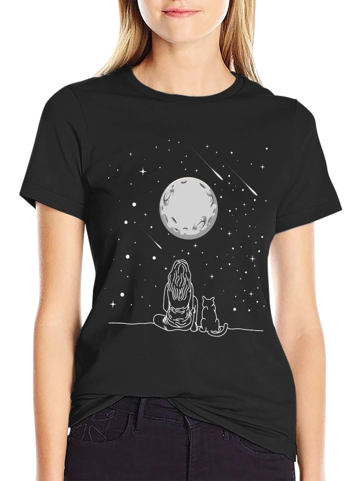 Moon Gazing Cat T-Shirt -  Unisex Tee