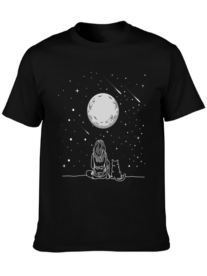 Moon Gazing Cat T-Shirt -  Unisex Tee
