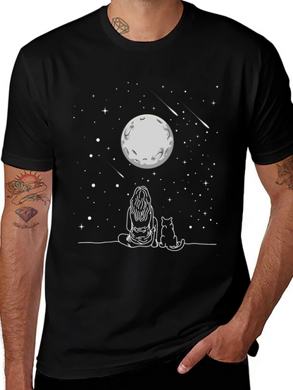 Moon Gazing Cat T-Shirt -  Unisex Tee
