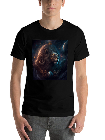 Lion Zodiac Graphic Tee - Stylish Black T-Shirt