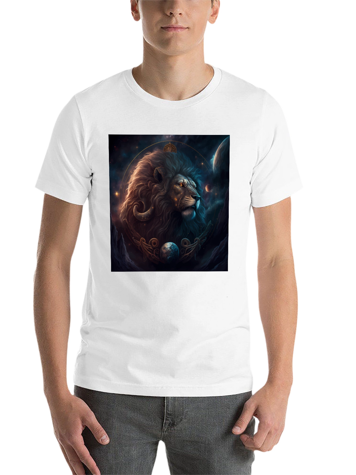Lion Zodiac Graphic Tee - Stylish Black T-Shirt