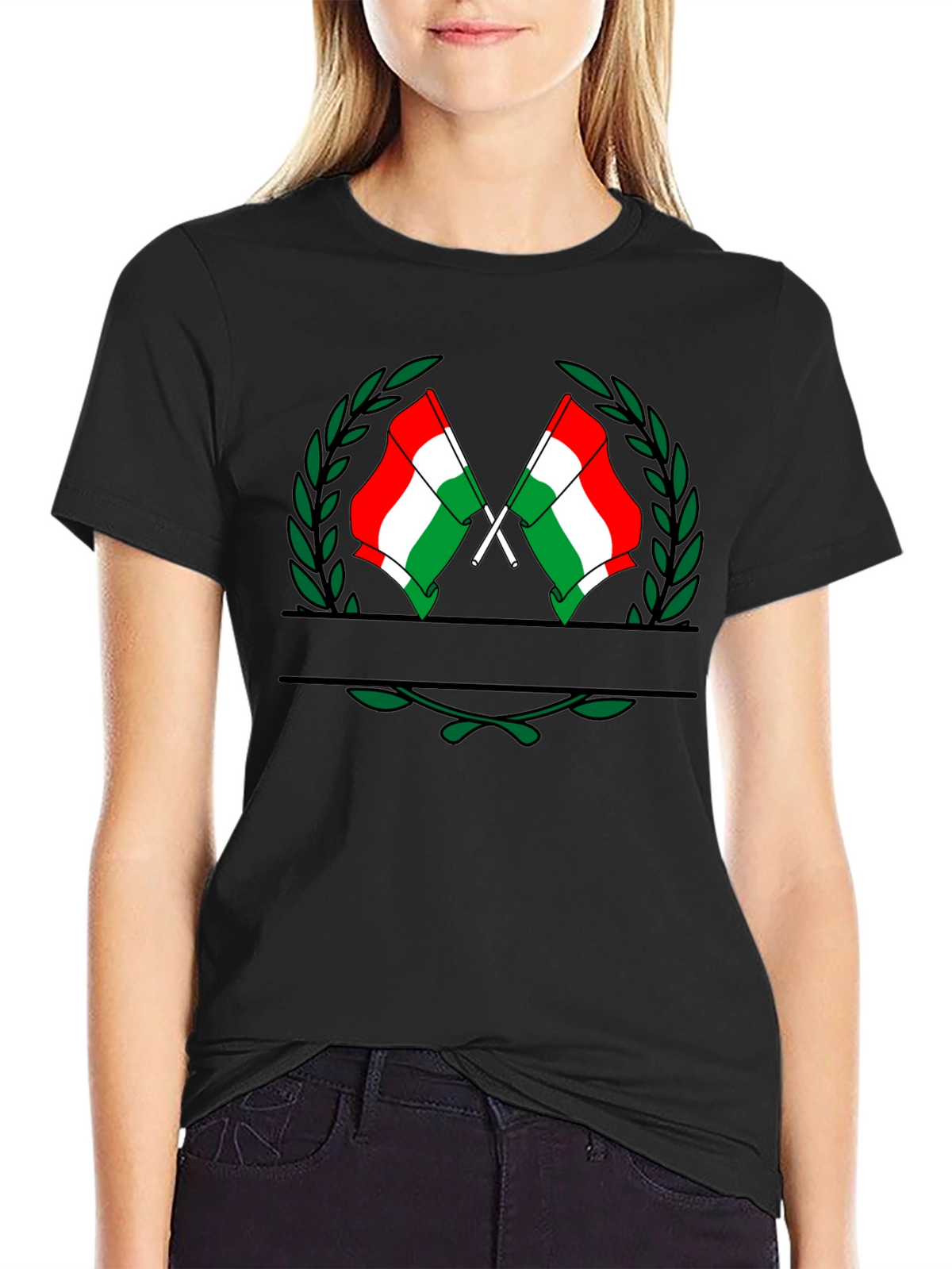Hungarian Flag Crest Black T-Shirt