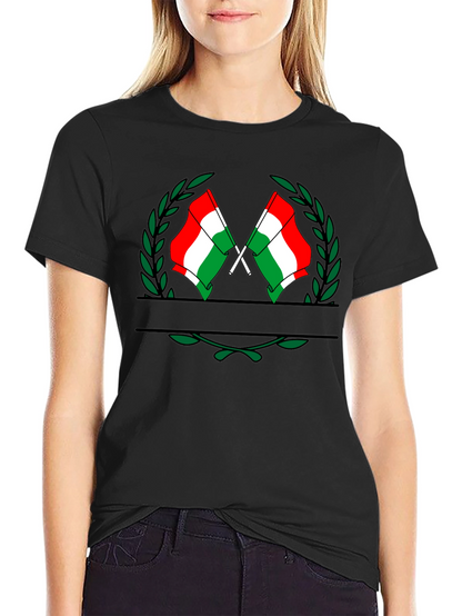 Hungarian Flag Crest Black T-Shirt