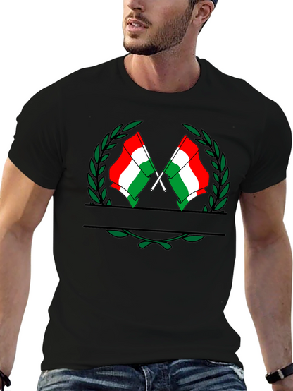 Hungarian Flag Crest Black T-Shirt