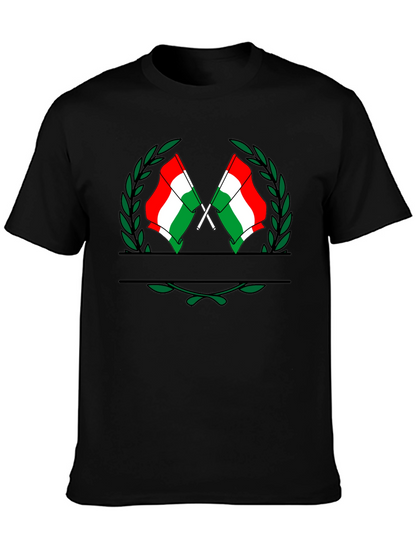 Hungarian Flag Crest Black T-Shirt