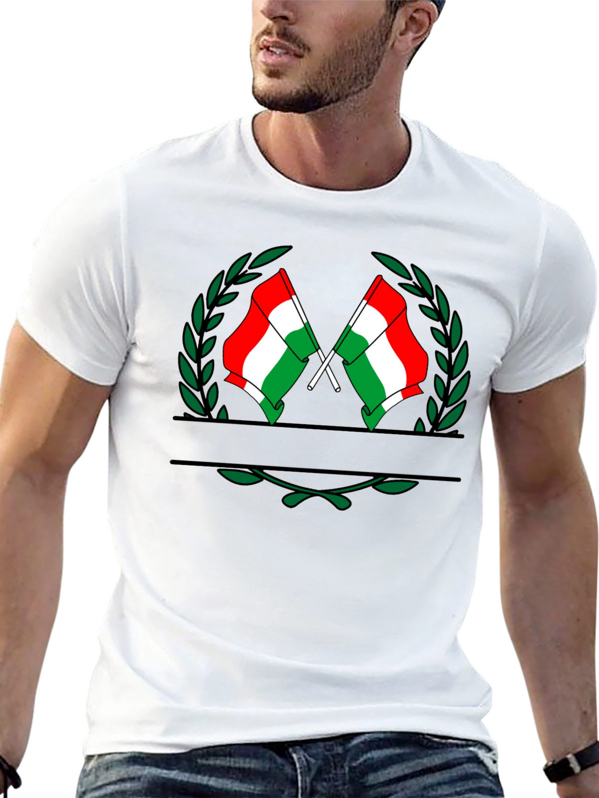 Hungarian Flag Crest Black T-Shirt