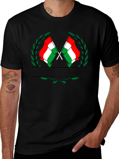Hungarian Flag Crest Black T-Shirt