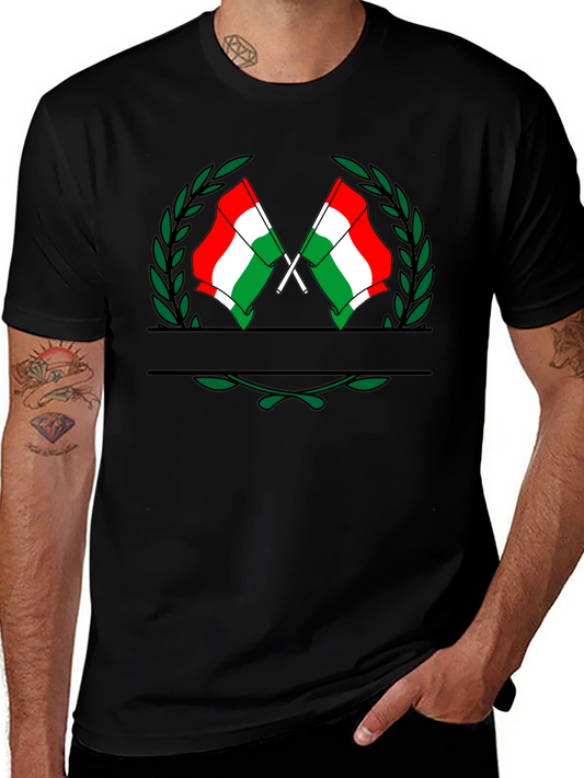 Hungarian Flag Crest Black T-Shirt