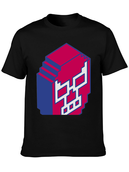 Pixel Skull Graphic Print Black T-Shirt
