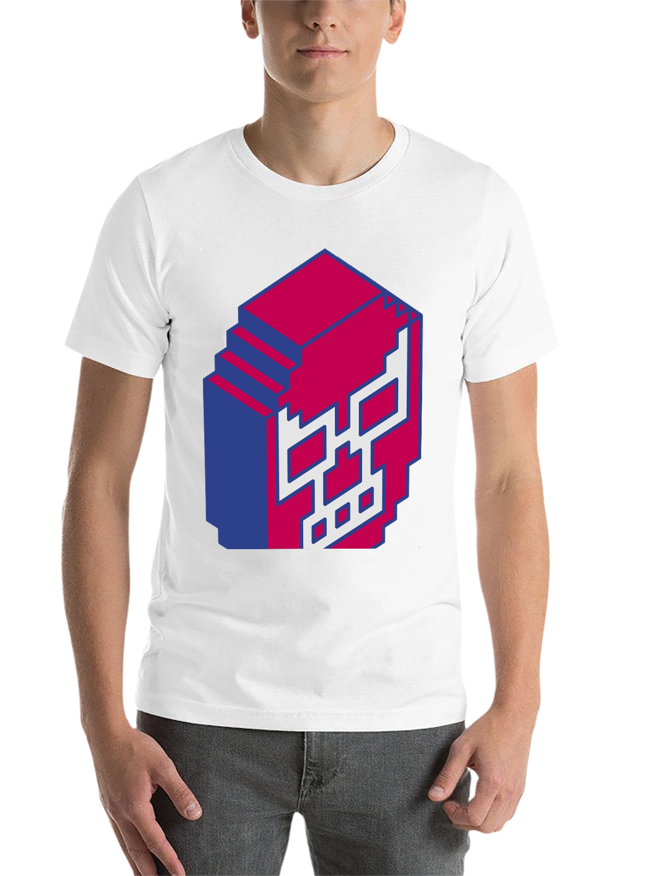 Pixel Skull Graphic Print Black T-Shirt