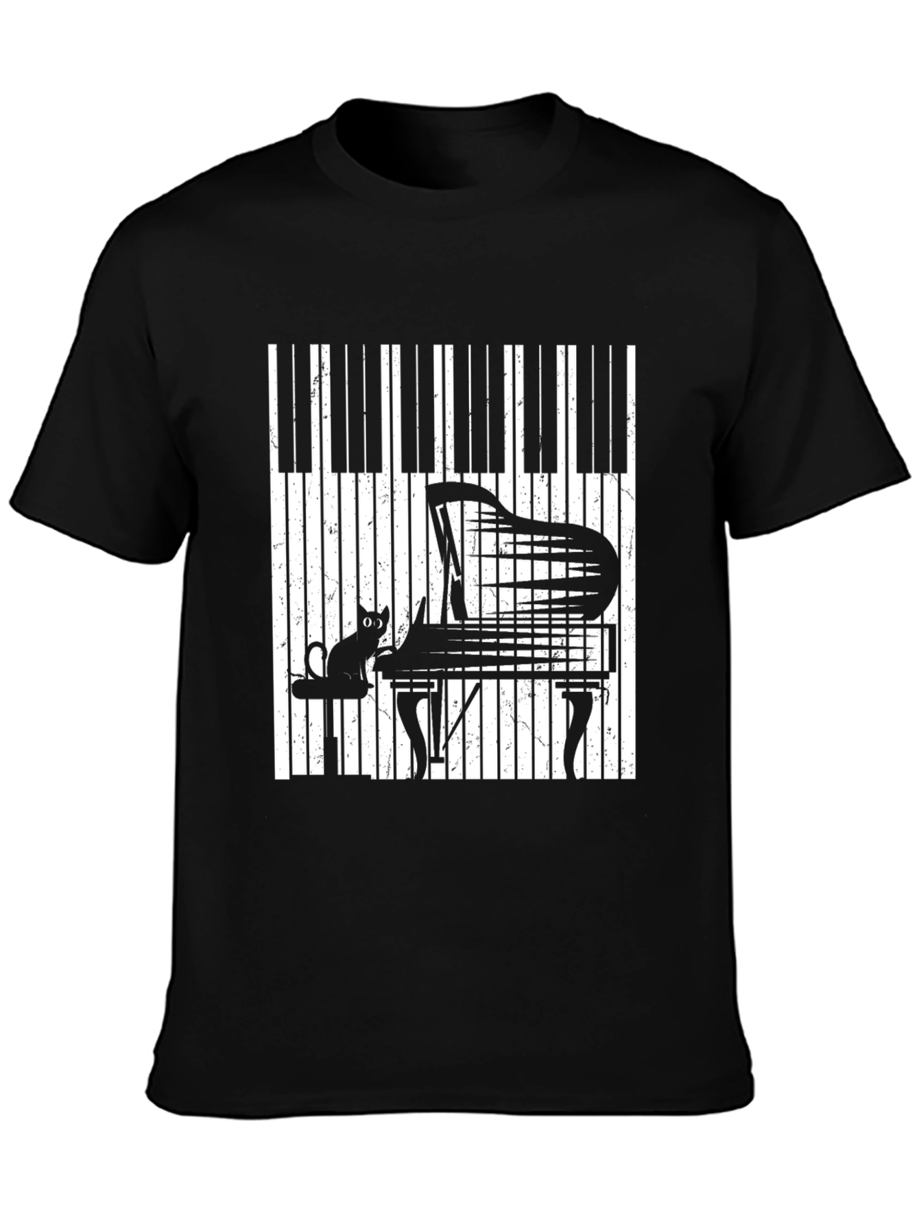 Piano Cat Graphic T-Shirt - Music Lover Tee