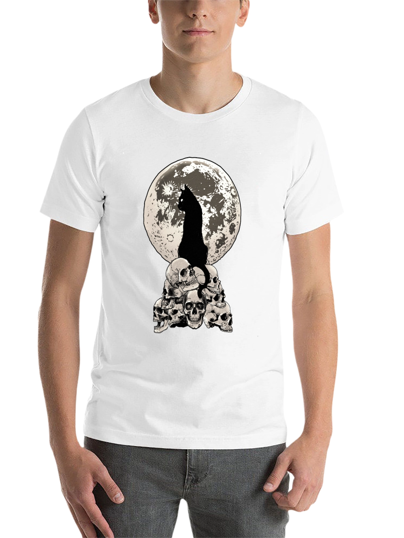 Cat Moon Skulls Graphic Tee