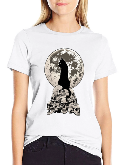 Cat Moon Skulls Graphic Tee