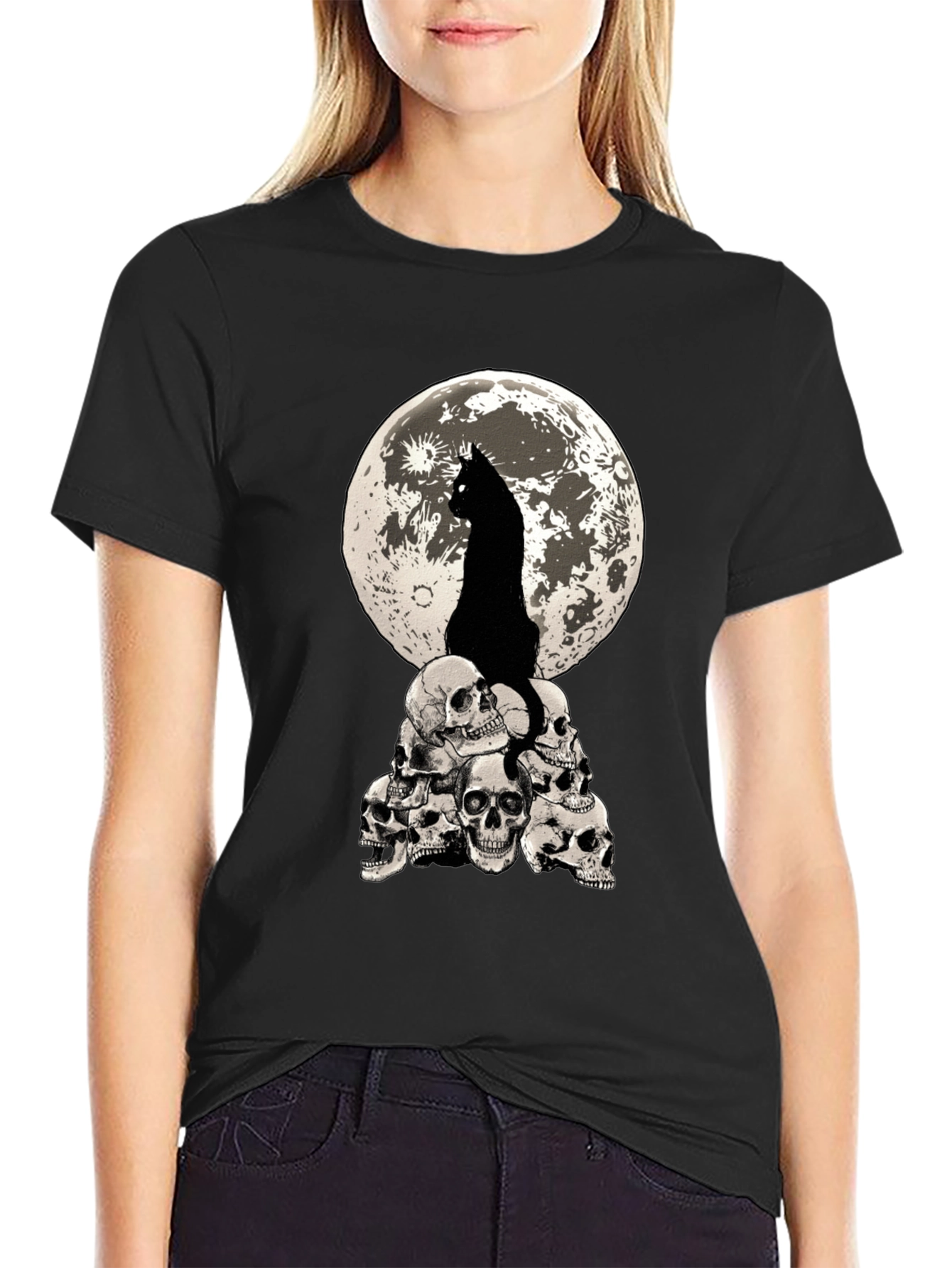 Cat Moon Skulls Graphic Tee