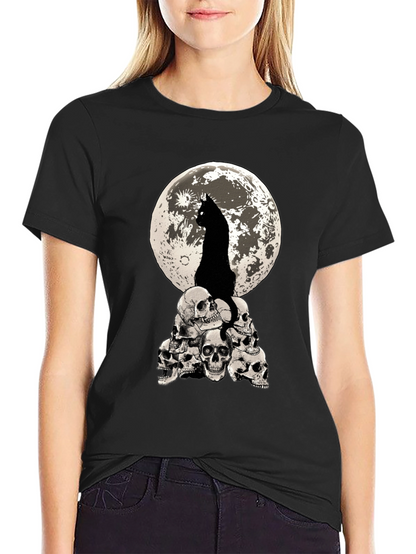 Cat Moon Skulls Graphic Tee
