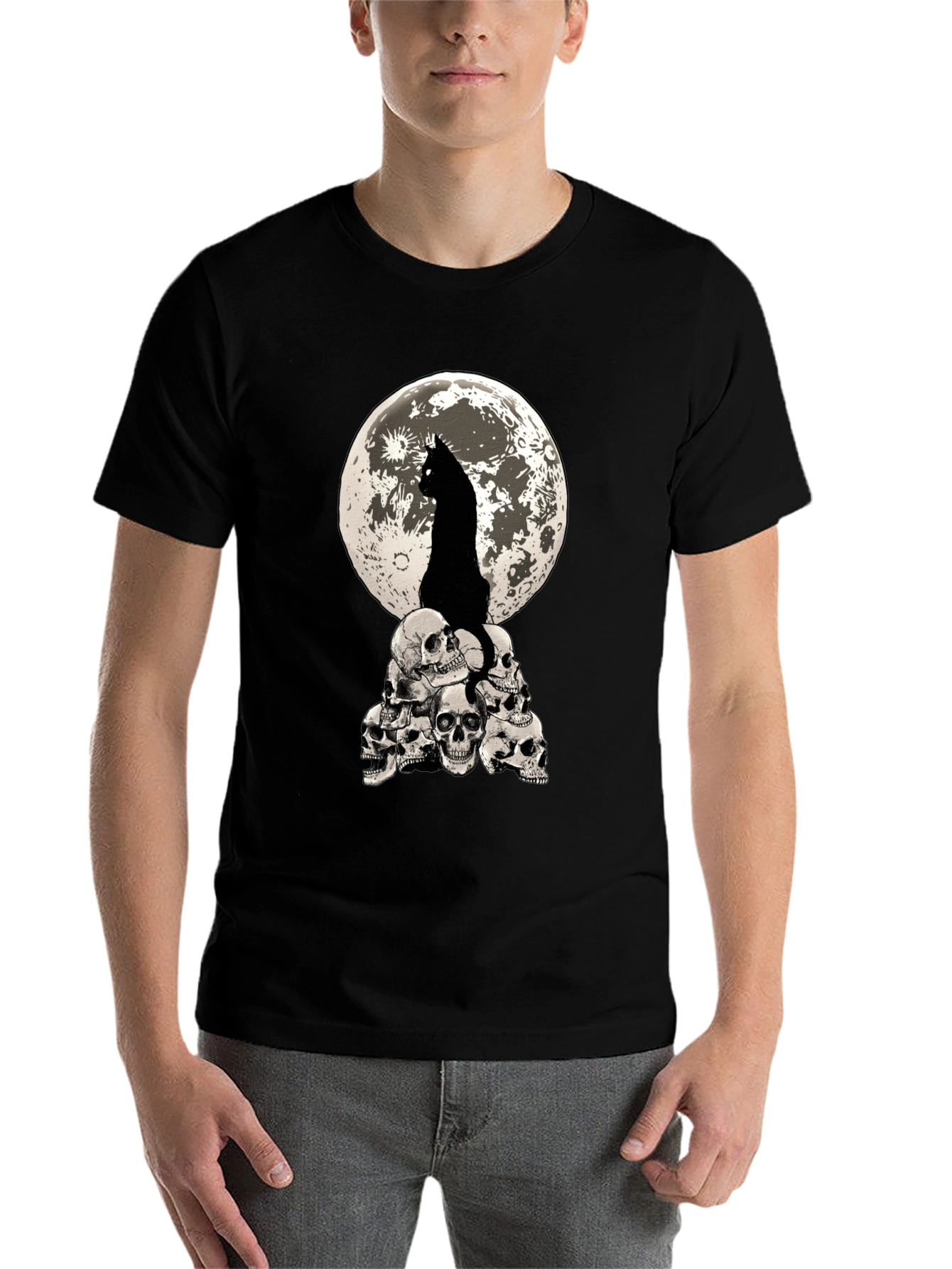 Cat Moon Skulls Graphic Tee