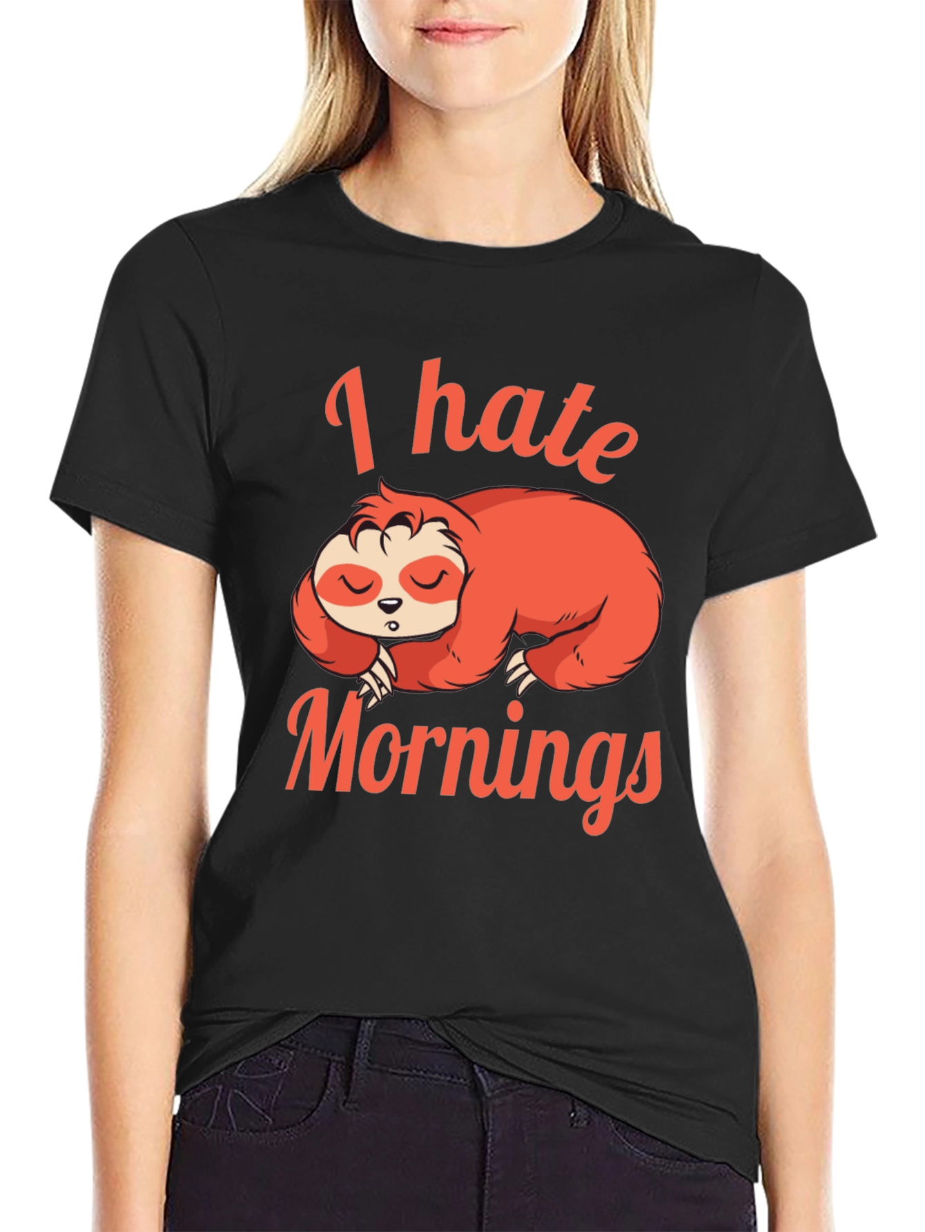 I Hate Mornings Sloth Graphic T-Shirt