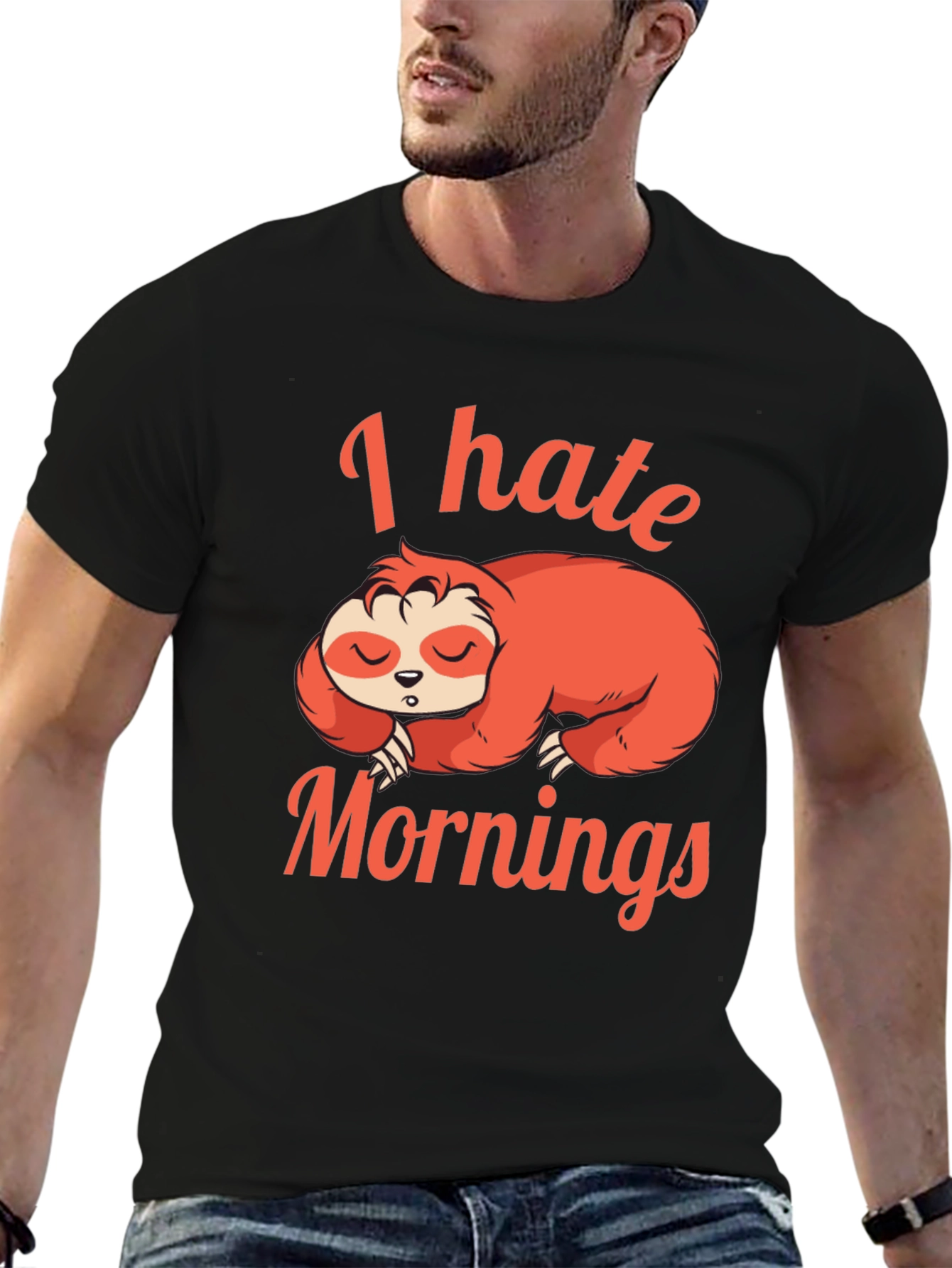 I Hate Mornings Sloth Graphic T-Shirt