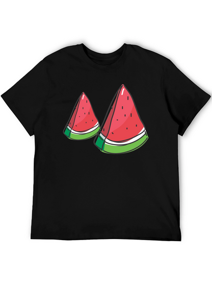 Watermelon Slice Graphic Tee - Black Cotton T-Shirt