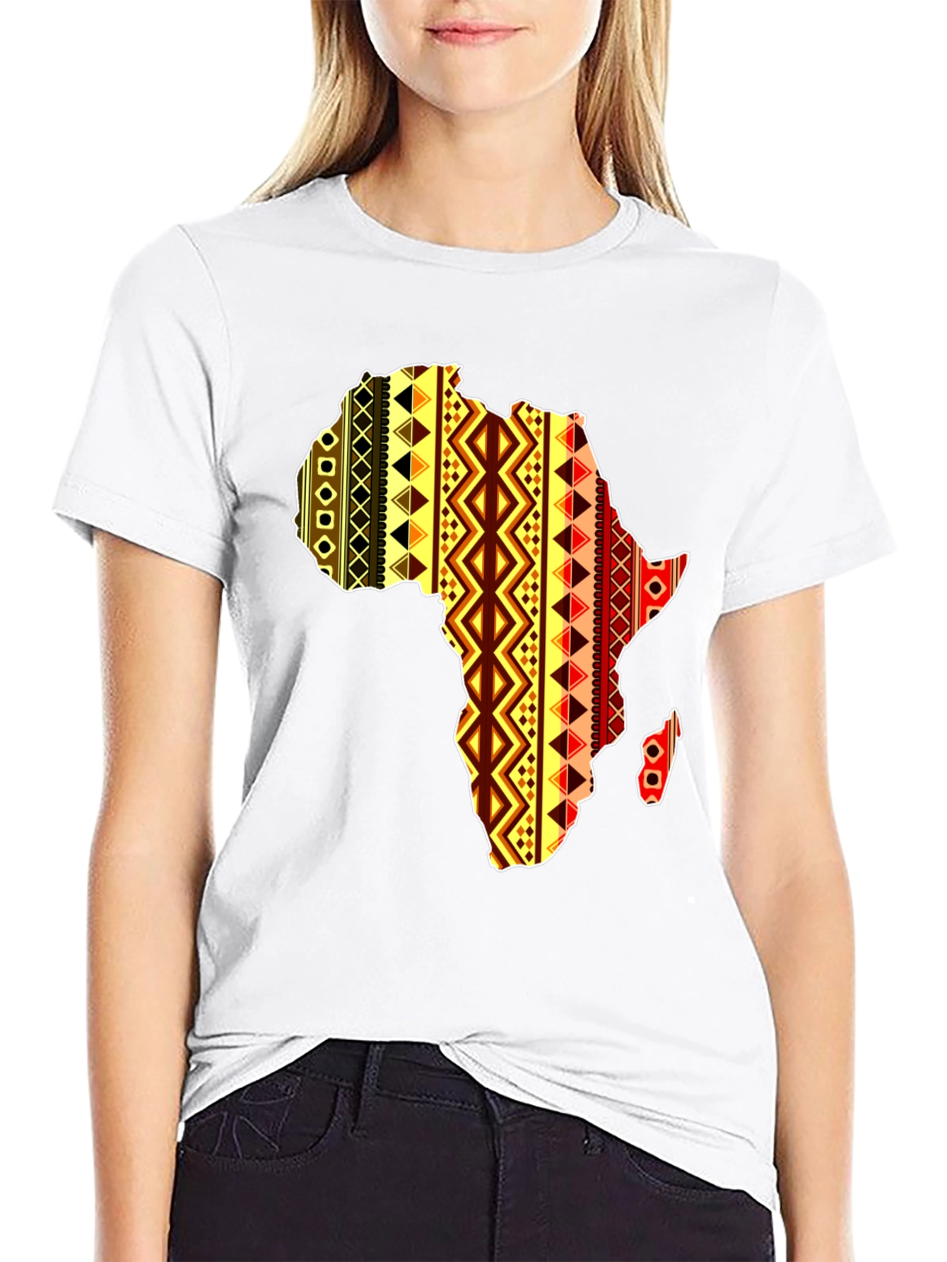 Africa Map Pattern Mens Black T-Shirt