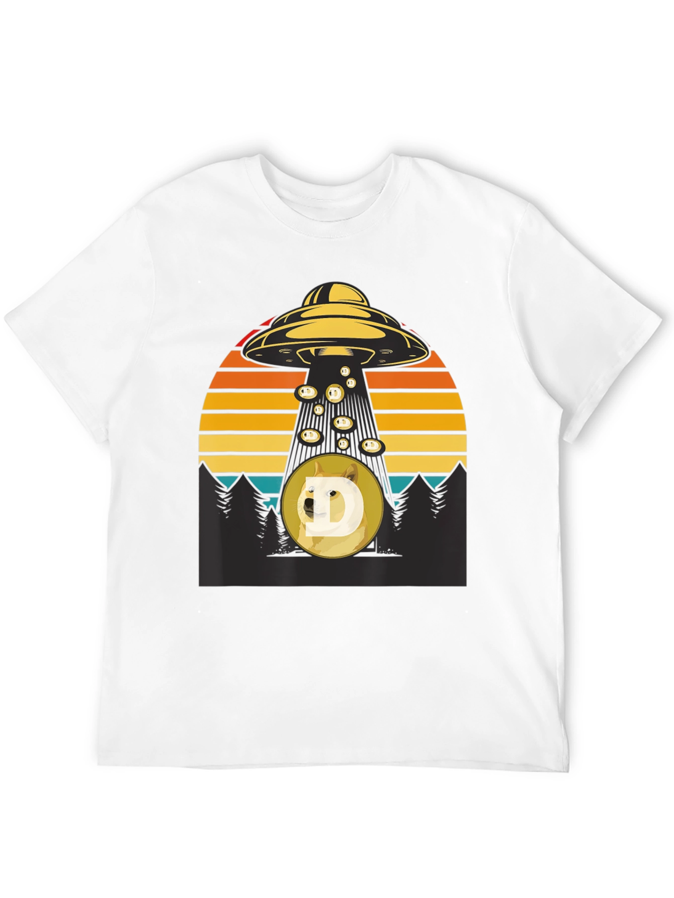 UFO Abducting Doge Crypto T-Shirt